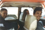 Photograph - Richard, Lesley and Robert in "The Red Flash" - a Mazda 323.